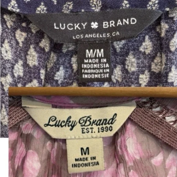 Lucky Brand Sheer Crinkled Print Peasant Tunic Top Bundle Size M Long Sleeve Y2K - Picture 2 of 16